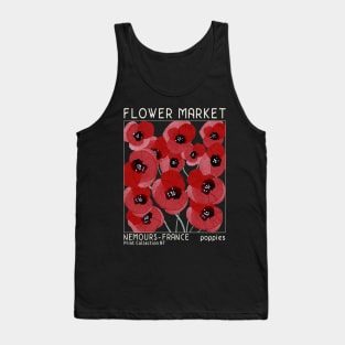 Retro poppy flower market, mid-century modern poster style in ivory Tank Top